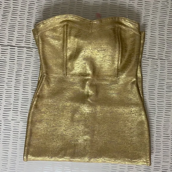 NWT Rosedress Strapless Flute Style Gold Dress - Picture 8 of 10